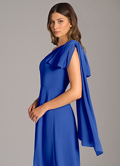 Azazie Tella Bridesmaid Dresses Royal Blue A-Line One Shoulder Chiffon Dress image8