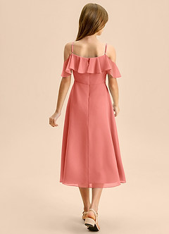 Azazie Kamilla Junior A-Linie Schulterfrei Chiffon Kleid Lachsrosa image2