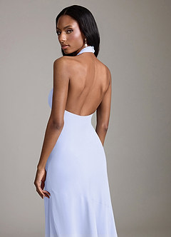 Azazie Lorena Vestidos de damas de honor Vestido de Lavanda de Gasa de Corte Sirena con Plisado image6