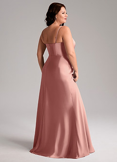 Azazie Lidia Robes de demoiselle d'honneur Robe Sirène en Satin extensible Fente Latérale Rosette image13