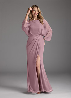 Azazie Ysabella Mother of the Bride Dresses Dusty Rose Mermaid Pleated Mesh Dress image2
