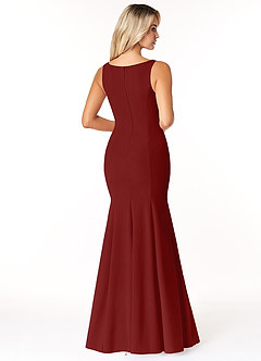 Azazie Rogue Bridesmaid Dresses Terracotta Mermaid Scoop Side Slit Stretch Crepe Dress image2