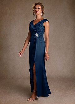 Azazie Santa Monica Kleider für die Brautmutter A-Linie Spitze Kleid Dunkelmarine image4