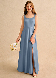 Azazie Makani Girls Formal Sukienki dla dziewczynek sypiących kwiaty Linia A Dekolt w kształcie serca Matowy satynowy Długość podłogi Sukienka image4