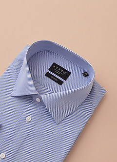 front Aiden White Sky Blue 100% Cotton Non-Iron Striped Dress Shirt