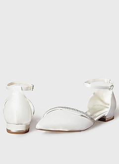 front Satin Crystal Strap Flats