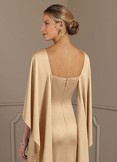 Azazie Eli Mother of the Bride Dresses Champagne Sheath Boatneck Stretch Satin Dress image6