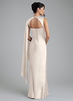 Azazie Taj Robes de demoiselle d'honneur Robe Sirène en Satin extensible Corset Albâtre Blanc image7
