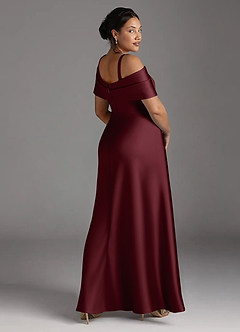 Azazie Milton Mother of the Bride Dresses Cabernet A-Line Pleated Stretch Satin Dress image12