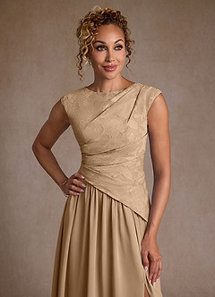 Azazie Kalleen Mother of the Bride Dresses Champagne A-Line Pleated Chiffon Dress image6