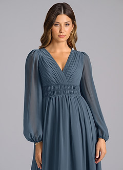 Azazie Palerma Brudtärnklänningar Klänning av A-Linje i Chiffong Långärmad Neptunus image6