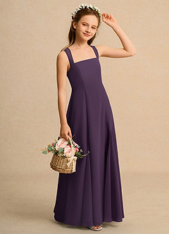 Azazie Tater Girls Formal Flower Girl Dresses Plum A-Line Pleated Chiffon Dress image3