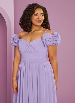 Barbie ♥ Azazie Jurken voor bruidsmeisjes Converteerbaar Jurk van Chiffon met A-Lijn Off the Shoulder Lila image9