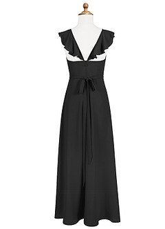 Azazie Emily Junior Black A-Line Ruched Chiffon Dress image6