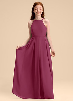 Azazie Arianthe Junior Abito A-Line in Chiffon Plissettato Gelso image3