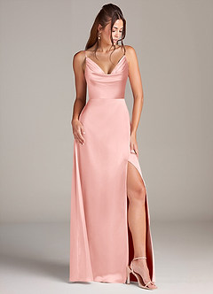 Azazie Sarella Brautjungfernkleider A-Linie Plissee Stretch-Satin Kleid Puderrosa image3