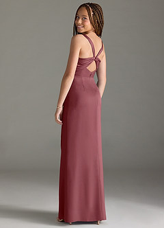 Azazie Mero Junior Desert Rose Mermaid Pleated Stretch Satin Dress image2