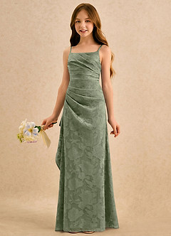 Azazie Cannoli Girls Formal Blumenmädchenkleider A-Linie Plissee Blumen-Burnout Kleid Pistazie image3