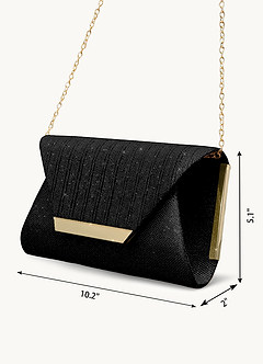 front Elegante embrague con solapa de purpurina.