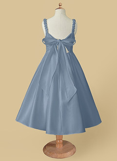 Azazie Cutie Pie Flower Girl Dresses A-Line Pleated Matte Satin Tea-Length Dress image5
