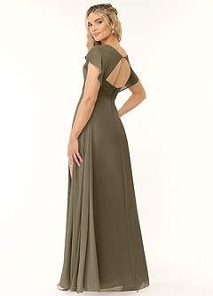 Azazie Rylee Bridesmaid Dresses Willow Green A-Line Pleated Chiffon Dress image4