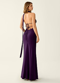 Wrenllien Grape Satin Prom Dress image7