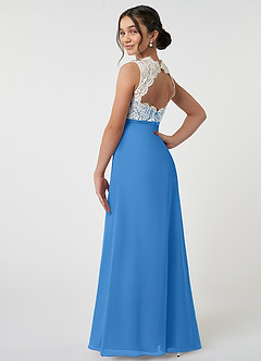 Azazie Rana Junior Blue Jay A-Line Lace Chiffon Dress image4