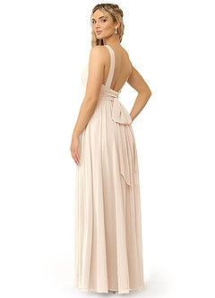 Azazie Kora Bridesmaid Dresses White Alabaster A-Line Pleated Chiffon Dress image9