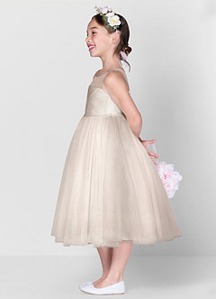 Azazie Brienne Flower Girl Dresses Ball-Gown Sequins Tulle Tea-Length Dress image3