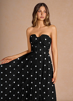 Lyanna Black White Pleated Mini Dress image5
