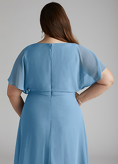 Azazie Aaliyah vestidos de dama de honor modestos Vestido de Corte En A Plisado Scoop Hasta el suelo Gasa image10