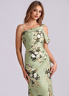 Azazie Wynter Bridesmaid Dresses Floral Vines Sheath One Shoulder Stretch Satin Dress image2