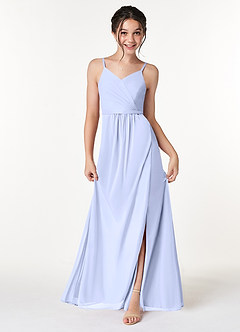 Azazie Luxy Junior Lavender Pleated Mesh Dress image1