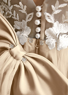 Azazie Mixie vestidos de niña de las flores Vestido de Champán de Encaje de Corte Princesa image8