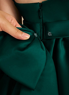 Azazie Davine vestidos de niña de las flores Vestido de Pino de Satin Mate de Corte En A con Tirante Espagueti image11