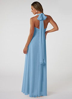 Azazie Fifi Jurken voor bruidsmeisjes Converteerbaar Jurk van Chiffon met A-Lijn Strapless Staal Blauw image3