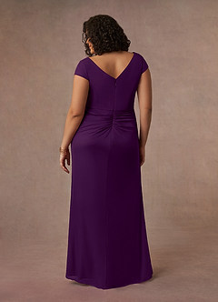 Azazie Roya Mother of the Bride Dresses Grape Mermaid V-Neck Pleated Mesh Dress image10