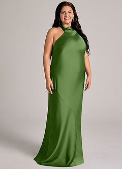 Azazie Velli Brudtärnklänningar Klä av Sjöjungfru i Stretch Satin Hög hals Basilika image10