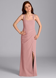 Azazie Mero Junior Dusty Rose Mermaid Pleated Chiffon Dress image3