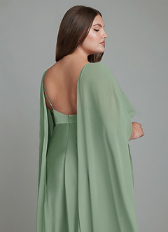 Azazie Stefania Brautjungfernkleider A-Linie Stretch-Satin Kleid Matcha image15