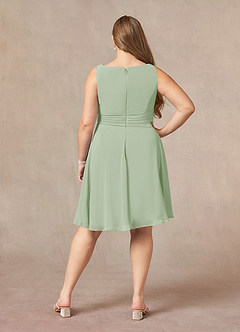 Azazie Shirley Mother of the Bride Dresses Dusty Sage A-Line Scoop Pleated Chiffon Dress image12