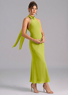 Azazie Velli Bridesmaid Dresses Lemongrass Mermaid High Neck Chiffon Dress image3