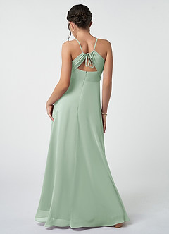 Azazie Avelina Junior Agave A-Line Pleated Chiffon Dress image3