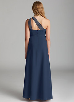 Azazie Maive Junior Dark Navy A-Line Pleated Chiffon Dress image3