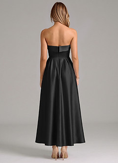 Azazie Lucienne Brautjungfernkleider A-Linie Plissee Stretch-Satin Kleid Schwarz image6