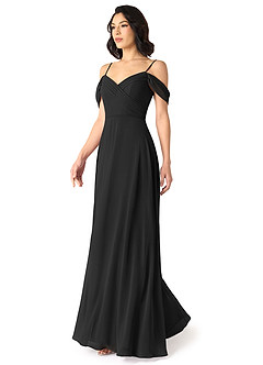 Azazie Tancie Bridesmaid Dresses Black A-Line Off the Shoulder Chiffon Convertible Dress image3