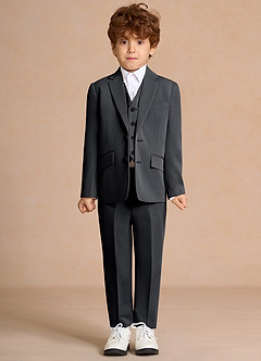 front Oliver Charcoal Boys 3-Piece Suit