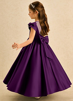 Azazie Toffee Flower Girl Dresses Grape Ball-Gown Bow Matte Satin Dress image5