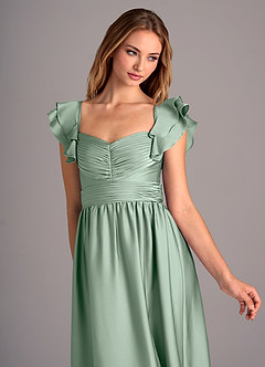 Azazie Anaya Brautjungfernkleider Wandelbar A-Linie Herzausschnitt Stretch-Satin Kleid Agave image6