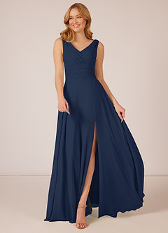 Azazie Bianca Bridesmaid Dresses A-Line Pleated Chiffon Floor-Length Dress image4